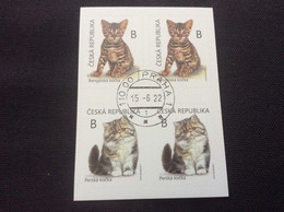 Bloc De 4 Yvert 1016/1017 Oblitéré CZ 2022  Chatons Cat Chat Du Bengale Et Chat Persan - Used Stamps