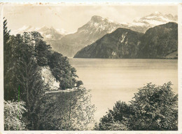 Postcard Switzerland Ausschnitt Aus Del 1 Km Langen Seepromenade Schloss Hotel Hertenstein 1942 - Stein