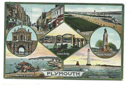 Plymouth Postcard Edwardian Multivew Jay Em Jay Unused Pier Etc. Toning On Back - Plymouth