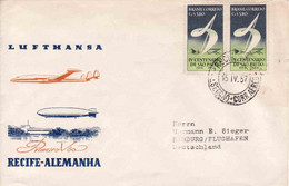 Brasilia 1957, Lufpost Lufthansa Firstflug Recife Alemania, Hamburg Flughafen - Luchtpost (private Maatschappijen)