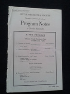 FRANK SHERIDAN PIANISTE PIANO KLAVIER PIANIST FREDELL LACK VIOLIN CONCERT PROGRAMME PROGRAM PIATIGORSKY INTEREST - Programme