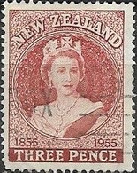 NEW ZEALAND 1955 Centenary Of First New Zealand Stamps - 3d. Queen Elizabeth II FU - Used Stamps