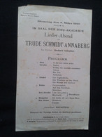 TRUDE SCHMIDT ANNABERG SOPRANO SOPRAN GERHARD SCHREIBER PIANISTE PIANO KLAVIER PIANIST PROGRAMME PROGRAM CONCERT - Programme