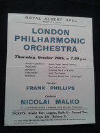 NICOLAI MALKO CONDUCTOR DIRIGENT FRANK PHILLIPS NARRATOR LPO FLYER HANDBILL - Programme