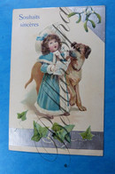 Fantasie  Girl Enfant Dog  Chien -1910-relief Serie Erika  N° 3720 Germany - 1900-1949