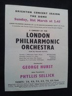 PHYLLIS SELLICK PIANISTE PIANO KLAVIER PIANIST GEORGE HURST CONDUCTOR DIRIGENT CONCERT FLYER HANDBILL - Programme