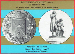 SAINT-JUST-en-CHAUSSÉE : Armoiries De La Ville - Statue Des Frères Haüy - Sainte-Geneviève