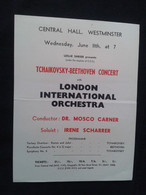 IRENE SCHARRER PIANISTE PIANO KLAVIER PIANIST MOSCO CARNER CONDUCTOR DIRIGENT CONCERT FLYER HANDBILL - Programme