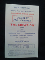 FREDERICK HAGGIS CONDUCTOR DIRIGENT HAENDEL HANDEL THE CREATION CONCERT FLYER HANDBILL - Programme