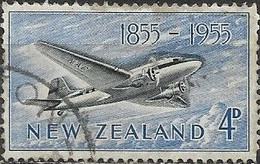 NEW ZEALAND 1955 Centenary Of First New Zealand Stamps - 4d. Douglas DC-3 Airliner FU - Used Stamps