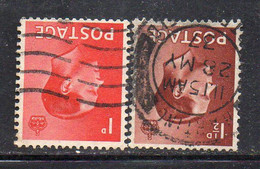 MONK145 - GRAN BRETAGNA 1936 , Unificato N. 206r/207r Usati : FILIGRANA ROVESCIATA - Used Stamps