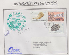 British Antarctic Terr. (BAT)cover Signy INetherlands Ant. Progr. Diho Yerseke 2 Signatures Ca Signy 28  MR 1992 (NL204) - Brieven En Documenten