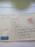 Uruguay To Canadá Toronto 1983& Return.auxilliary Mark E7 Reg Post 1/2  Co - Cartas & Documentos