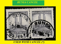 1941 (°) BUTA BELGIAN CONGO / CONGO BELGE CANCEL STUDY [2] COB 217 = TWO MONUMENT STAMPS WITH ROUND CANCEL - Abarten Und Kuriositäten