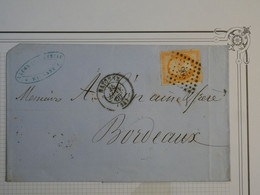 BL18  FRANCE  BELLE  LETTRE 1860 BAYONNE A BORDEAUX  +N°16  +AFF. INTERESSANT - 1853-1860 Napoleone III