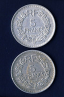 FRANCE ....  2 PIECES DE 5 FRANCS       1946    1947    ..B - 5 Francs