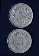 FRANCE ....  2 PIECES DE 5 FRANCS          1947      9 FERME - 5 Francs