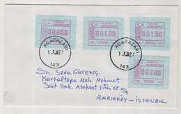 TURKEY,TURKEI,TURQUIE ,TURKEY, AUTOMATON STAMPS ,COVER, 1992 - Covers & Documents