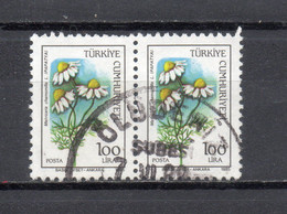 TURQUIE  N° 2473  EN PAIRE   OBLITERE   COTE 0.80€    FLEUR - Usados