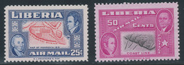 LIBERIA 1952, Jehudi Ashmun 25 C. U. 50 C. Postfr. Kab.-Stücke, ABARTEN: Zwei Sehr Selt. Farbfehldrucke, - Liberia