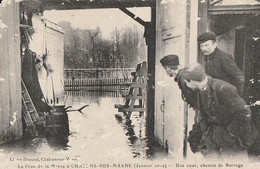 La Crue De La Marne à CHALONS-SUR-MARNE ( Janvier 1910). - Une Cour, Chemin Du Barrage - Châlons-sur-Marne