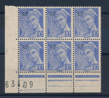 FRANCE - BLOC DE 6 N° 657 NEUF* AVEC GOMME ALTEREE - 1944 - 1938-42 Mercurio