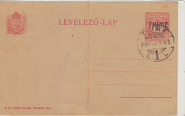 Postal Stationery Hungarian Card "FIUME" Overprint, 1919. - Autres & Non Classés