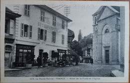 CPA FRANGY (74) - Hôtel De La Poste Et L'Eglise (animée) - Frangy