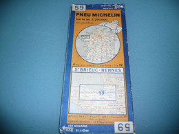 CARTE MICHELIN 1 / 200 000è N° 59 RENNES SAINT BRIEUC 1934 - Cartes Routières