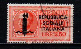 ITALIA RSI - 1944 - EFFIGIE DEL RE VITTORIO EMANULE III - FRANCOBOLLO CON DIFETTO - USATO - Correo Urgente