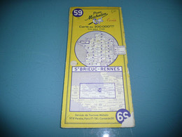 CARTE MICHELIN 1 / 200 000è N° 59 RENNES SAINT BRIEUC 1956 - Cartes Routières