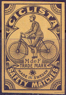 MATCH LABELS EXPORT - M. De F. TRADE MARK  CICLISTA - SWEDEN - Cc 1960. - Drava - Zündholzschachteletiketten