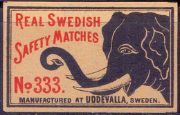 MATCH LABELS EXPORT - UDDEVALLA  ELEPHANT - SWEDEN - Cc 1960. - Drava - Zündholzschachteletiketten