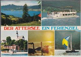 Der ATTERSEE - Mehrbildkarte Mit Blick Vom Gahber, Attersee Schifffahrt, Wallfahrts Kirche - Attersee-Orte