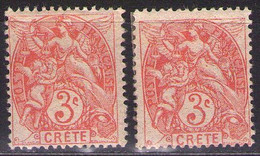 CRETE Mi 3 DIFFERENT COLOR  MH* - Neufs