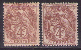 CRETE Mi 4 DIFFERENT COLOR  MH* - Neufs