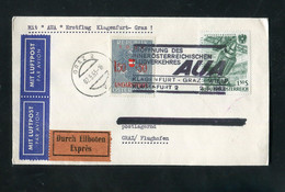 "OESTERREICH" 1963, AUA-Erstflugbrief "Klagenfurt-Graz" (9/29) - Premiers Vols AUA