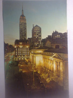 A Dramatic View Of The New York Public Library Fifth Avenue ... - Manhattan Post Card Pub.  Co. New York - Empire State Building