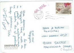 Singapore Postcard Via Macedonia 1995 - Stamp : 1995 The 30th Anniversary Of Independence - Singapore (1959-...)