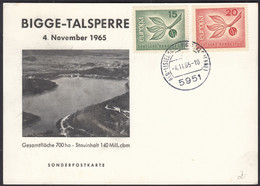 GERMANIA - 1965 - Cartolina Commemorativa Dell'inaugurazione Della BIGGE-TALSPERRE, Affrancata Con Yvert 350/351. - Olpe