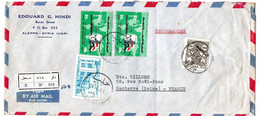 Syrie -1961--lettre Recommandée ALEP  Pour NANTERRE-92 (France) Composition De Timbres  Sur Lettre, Cachet - Syrie