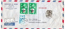 Syrie -1961--lettre Recommandée ALEP  Pour NANTERRE-92 (France) Composition De Timbres  Sur Lettre, Cachet - Siria