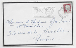 FRANCE N° 1263 SEUL LETTRE DEUIL MEC ANNEMASSE 27.12.1963 HAUTE SAVOIE POUR GENEVE TARIF FRONTALIER - 1960 Marianne De Decaris