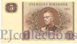 SWEDEN 5 KRONOR 1961 PICK 42f AU/UNC - Svezia