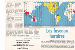 LES FUSEAUX  HORAIRES   PUBLICITE ,,HORLOGERIE  MULARD  STEFOY LA GRANDE 33 - Mondo