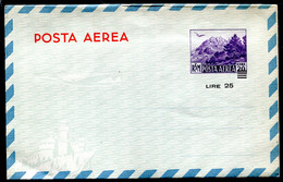 Z3512 SAN MARINO 1951 Aerogramma PROVVISORI Lire 25 Su 20 Viola (Filagrano A5), NUOVO, Con Sovrastampa Leggermente In Ba - Postal Stationery