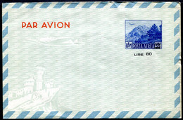 Z3517 SAN MARINO 1951 Aerogramma PROVVISORI Lire 80 Su 55 Blu (Filagrano A6), NUOVO, Ottime Condizioni - Postwaardestukken