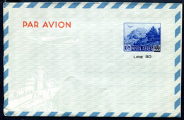 Z3518 SAN MARINO 1951 Aerogramma PROVVISORI Lire 80 Su 55 Blu (Filagrano A6), NUOVO, Ottime Condizioni - Interi Postali