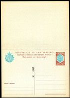 Z3525 SAN MARINO 1966 Cartolina Postale DEFINITIVA Lire 40 + 40 Celeste E Bruno, Stampa Confusa (Filagrano C38), NUOVA, - Postwaardestukken