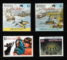 ⭕1986-1987 - Australia Collection Of SPECIMEN - Set 4 Stamps MNH⭕ - Mint Stamps